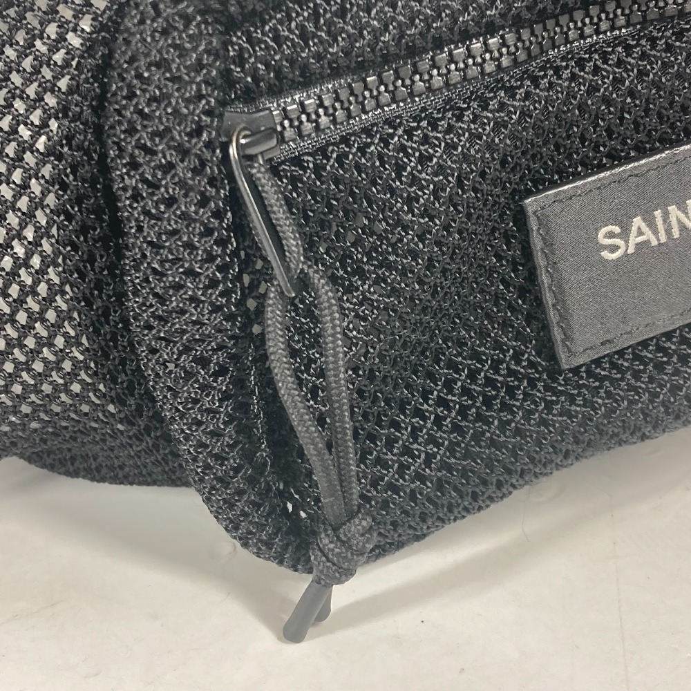 SAINT LAURENT PARIS Belt Bag Waist Bag Mesh Leather Crossbody Black - Picture 6 of 9